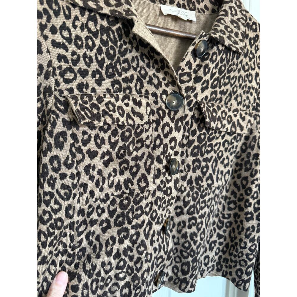 Sezane Merino Wool Betty Button Down Cardigan Leopard Size Small - Picture 5 of 8